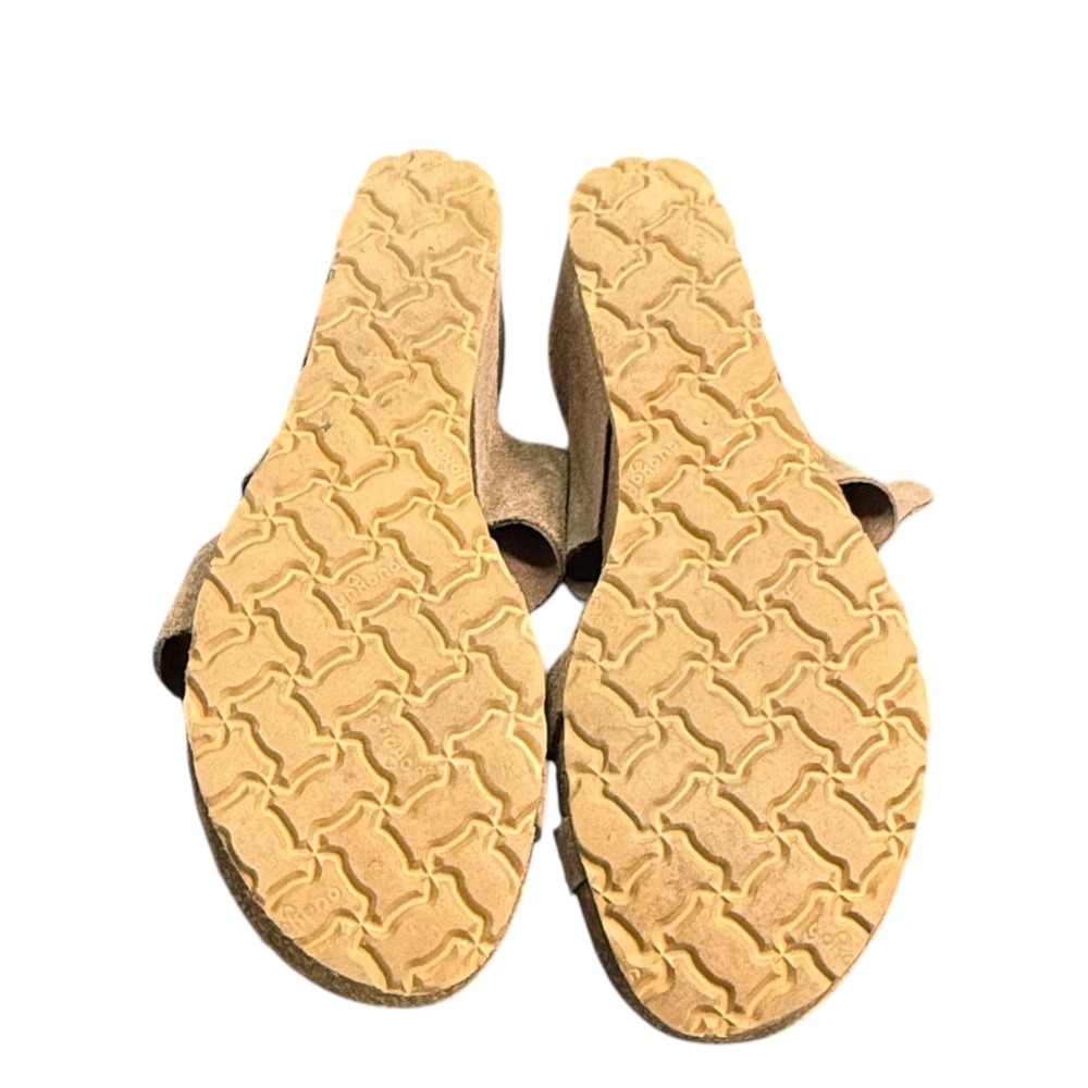 Yokono Spain Womens Taupe Suede Leather Wedge Sandals Toe Loop Buckle Slide Sz 9 - Picture 10 of 10